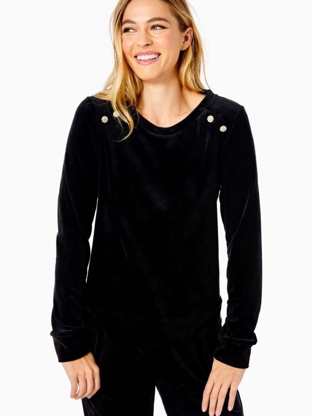 Lilly Pulitzer Tressa Velour Sweatshirt Top Sz XS